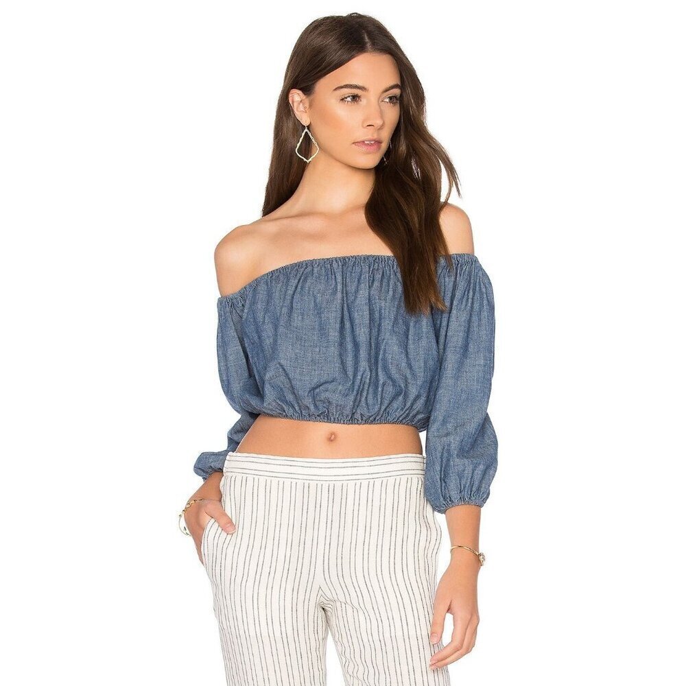Theory Off Shoulder Chambray Top P